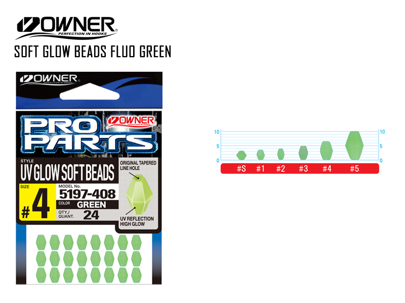 Owner 5197 Soft Glow Beads Green (#S, 32pcs)
